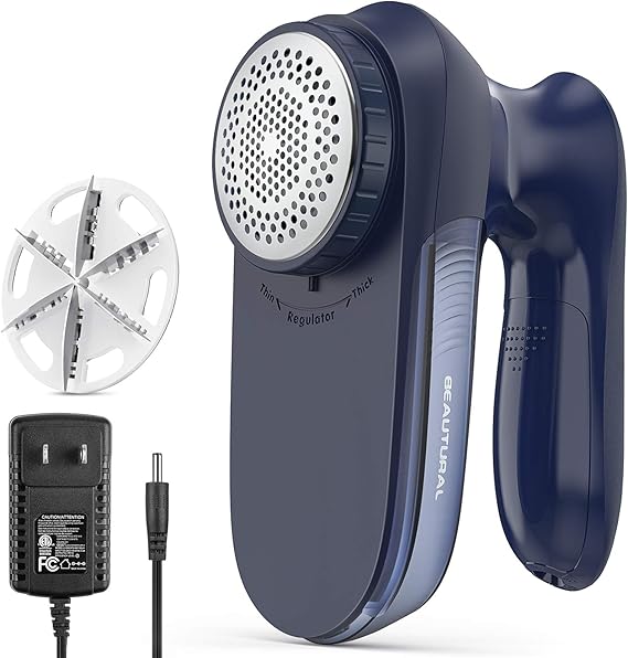 BEAUTURAL Fabric Shaver and Lint Remover, Sweater Defuzzer with 2-Speeds, 2 Replaceable Stainless Steel Blades, Battery Operated, Remove Clothes Fuzz, Lint Balls, Pills, Bobbles Gray