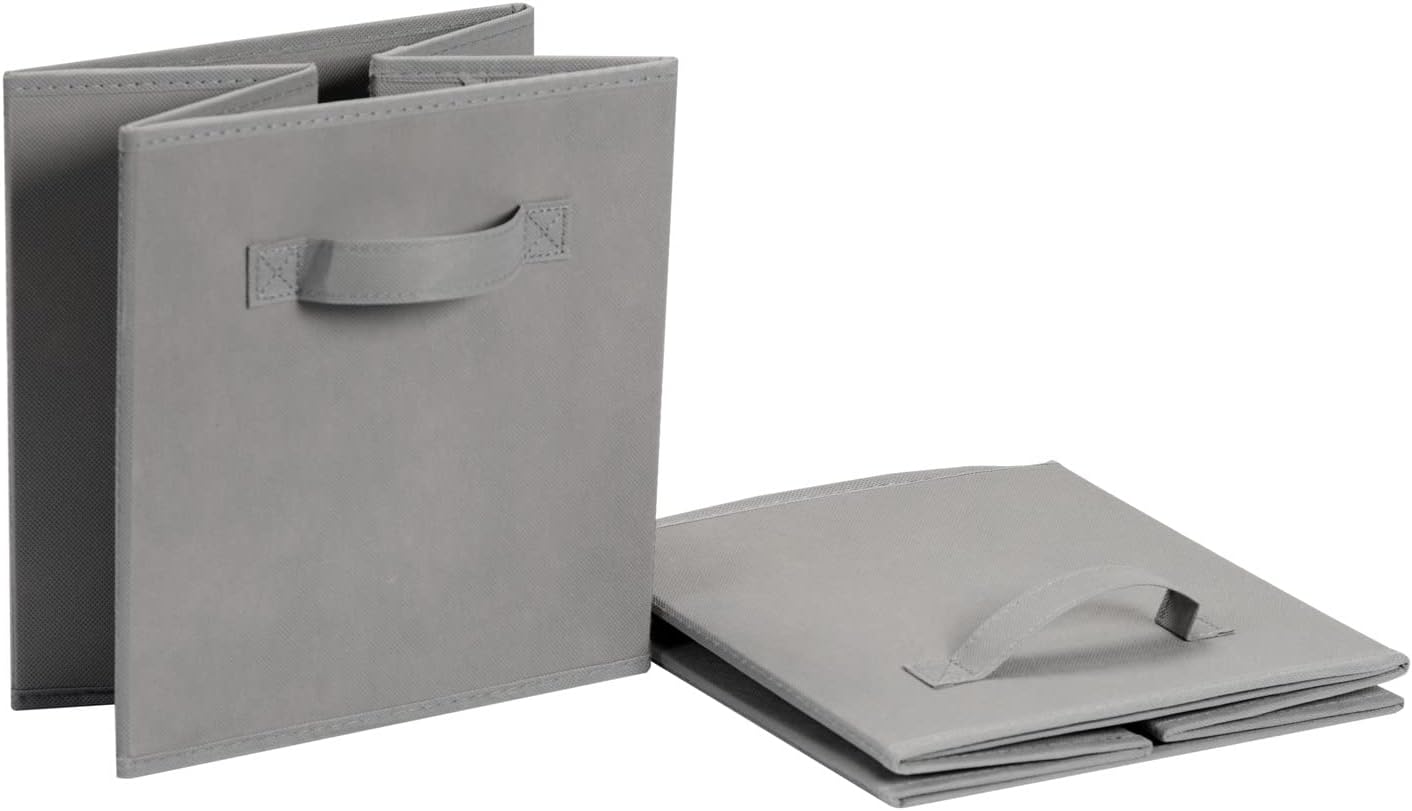 Amazon Basics Cube Organizer Storage Bins Handles, Collapsible Fabric, Pack of 6, 13"x13"x13", Gray