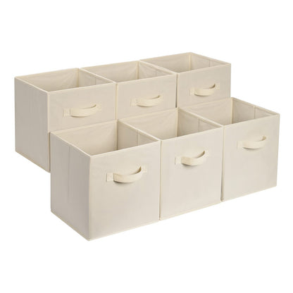 Amazon Basics Cube Organizer Storage Bins Handles, Collapsible Fabric, Pack of 6, 13"x13"x13", Gray