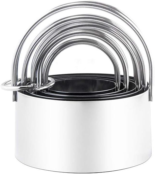 Stainless Steel Biscuit Cutters Set for Baking (5 Pieces/Set), Round Cookies Cutter with Handle, Baking Dough Tools for Home and Professional Use