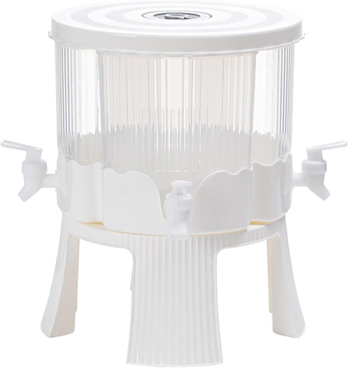 4 Grids Beverage Dispenser with Stand, 360° Rotatable Drink Dispenser for Parties, 1.5 Gallon Juice Container with Lid for Fridge, P-lastic Water Dispenser with Spigot for Juice, Lemonade, Iced Tea