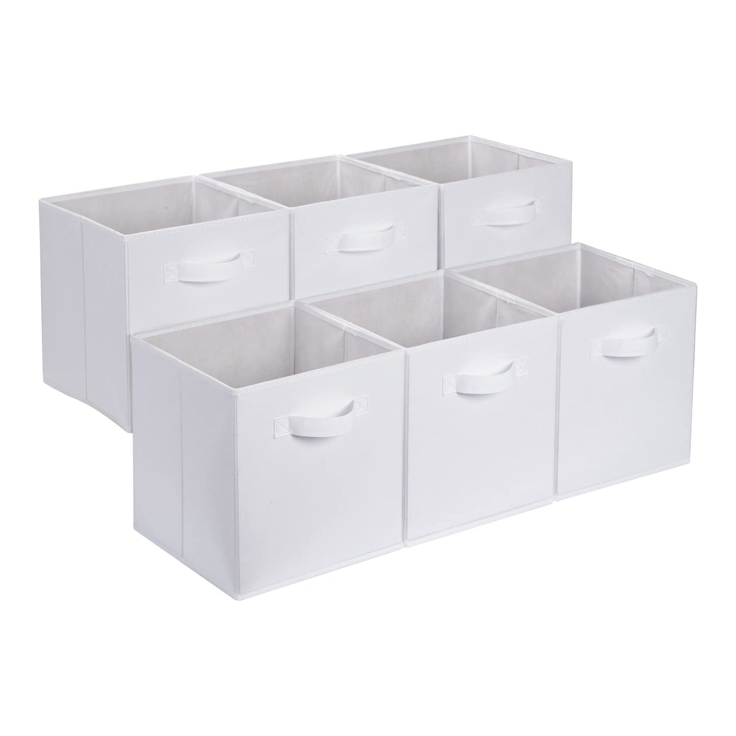 Amazon Basics Cube Organizer Storage Bins Handles, Collapsible Fabric, Pack of 6, 13"x13"x13", Gray