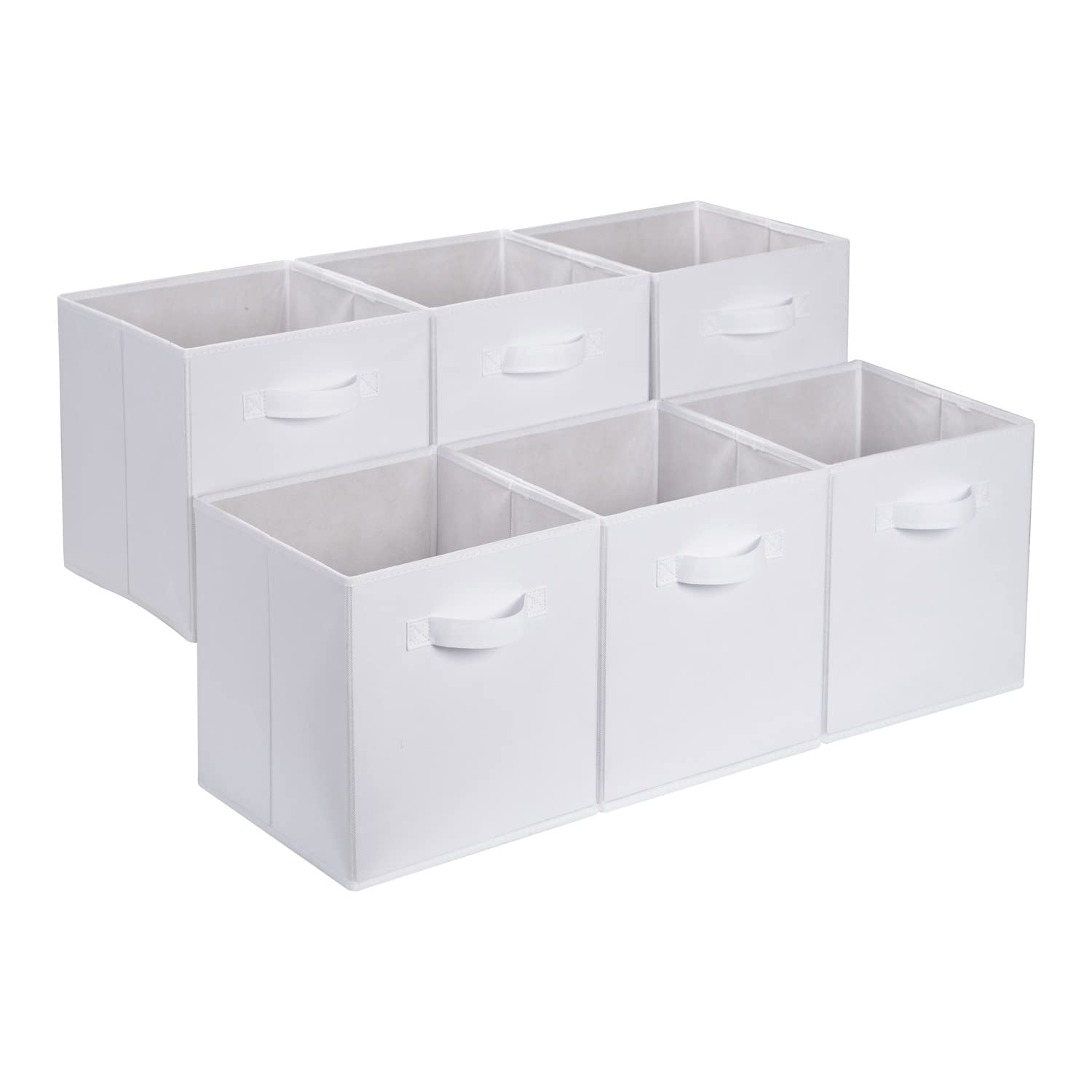 Amazon Basics Cube Organizer Storage Bins Handles, Collapsible Fabric, Pack of 6, 13"x13"x13", Gray