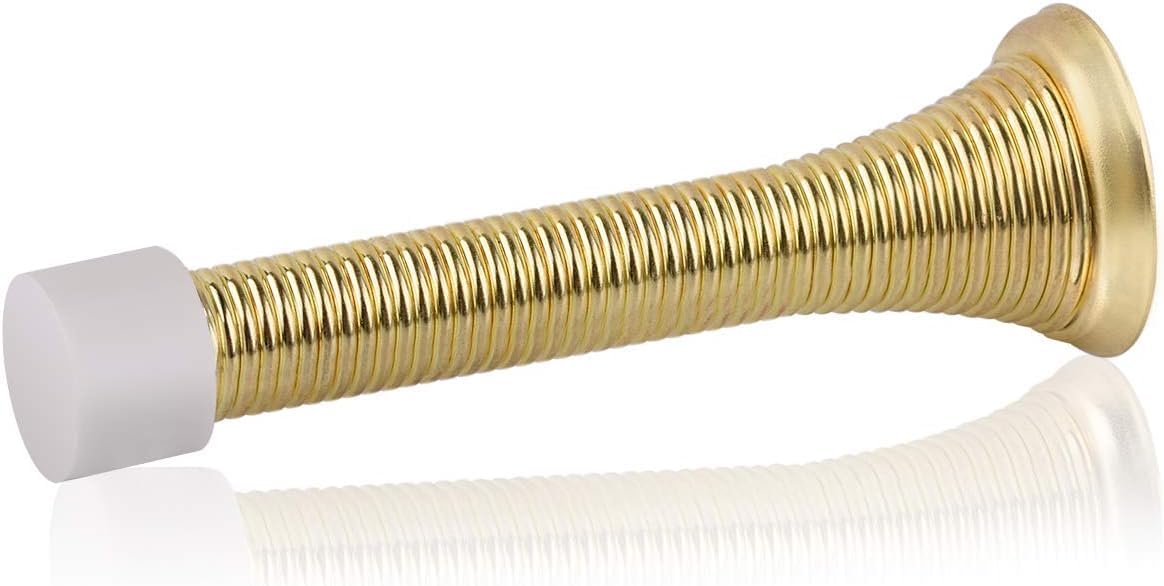 HOMOTEK 12 Pack Black Spring Door Stops,3-1/8" Heavy Duty - Flexible Door Stopper with Low Mounted Black Rubber Bumper Tips