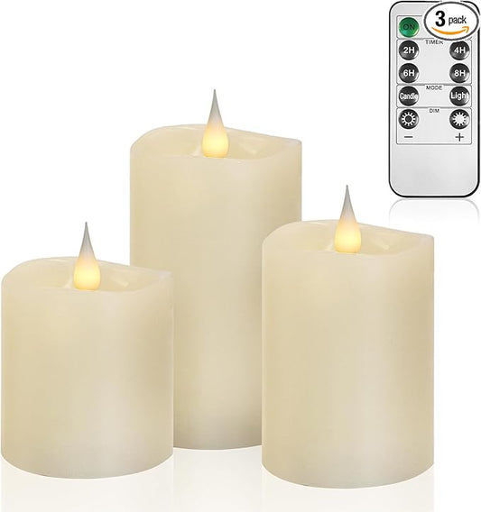 GenSwin LED Flameless Flickering Candles (Set of 3)
