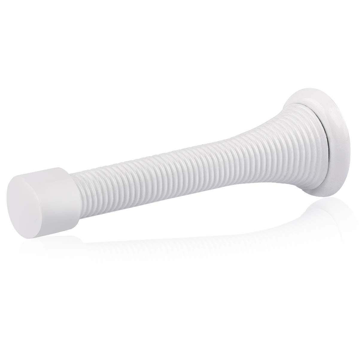 HOMOTEK 12 Pack Black Spring Door Stops,3-1/8" Heavy Duty - Flexible Door Stopper with Low Mounted Black Rubber Bumper Tips