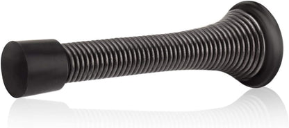 HOMOTEK 12 Pack Black Spring Door Stops,3-1/8" Heavy Duty - Flexible Door Stopper with Low Mounted Black Rubber Bumper Tips