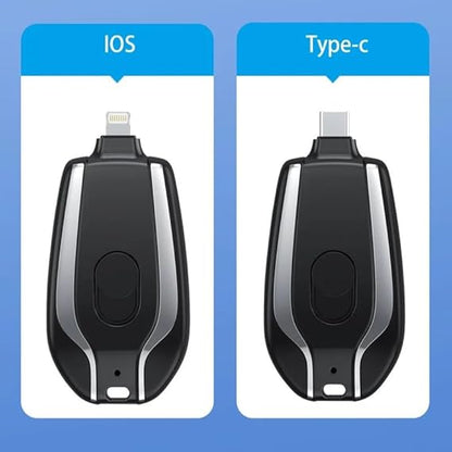 Emergency Keychain Charger, Portable Power Bank for iPhone, iOS Lightning Connection, Black and Pink (Black)