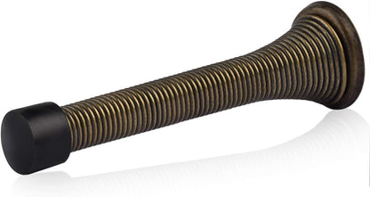 HOMOTEK 12 Pack Black Spring Door Stops,3-1/8" Heavy Duty - Flexible Door Stopper with Low Mounted Black Rubber Bumper Tips