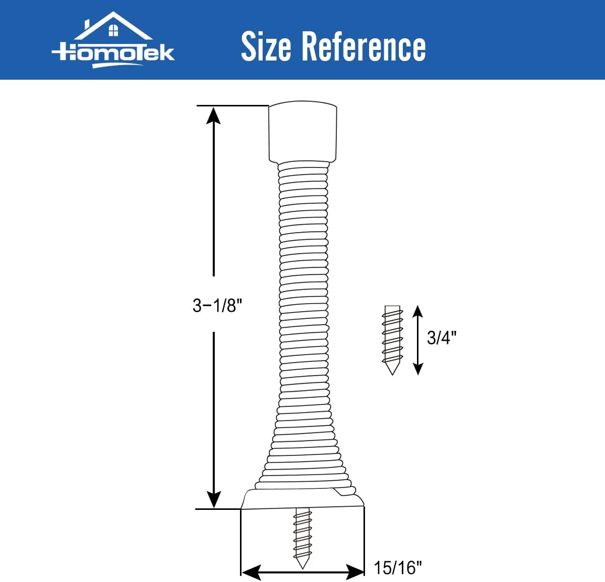 HOMOTEK 12 Pack Black Spring Door Stops,3-1/8" Heavy Duty - Flexible Door Stopper with Low Mounted Black Rubber Bumper Tips
