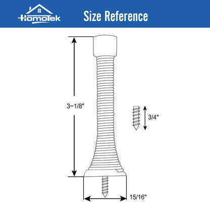 HOMOTEK 12 Pack Black Spring Door Stops,3-1/8" Heavy Duty - Flexible Door Stopper with Low Mounted Black Rubber Bumper Tips