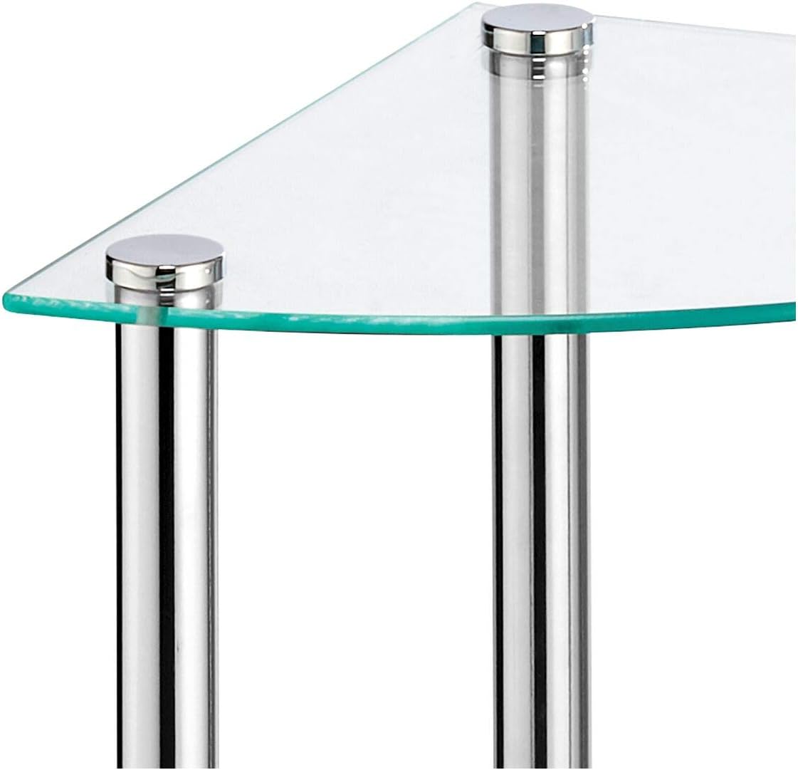 mDesign Modern Glass Corner 3-Tier Storage Organizer Tower Cabinet with Open Shelves - Household Furniture for Bathroom, Office, Bedroom, Living Room - Holds Books, Plants, Candles - Chrome/Clear