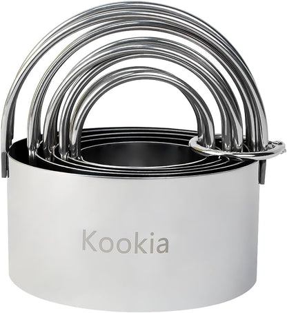 Stainless Steel Biscuit Cutters Set for Baking (5 Pieces/Set), Round Cookies Cutter with Handle, Baking Dough Tools for Home and Professional Use