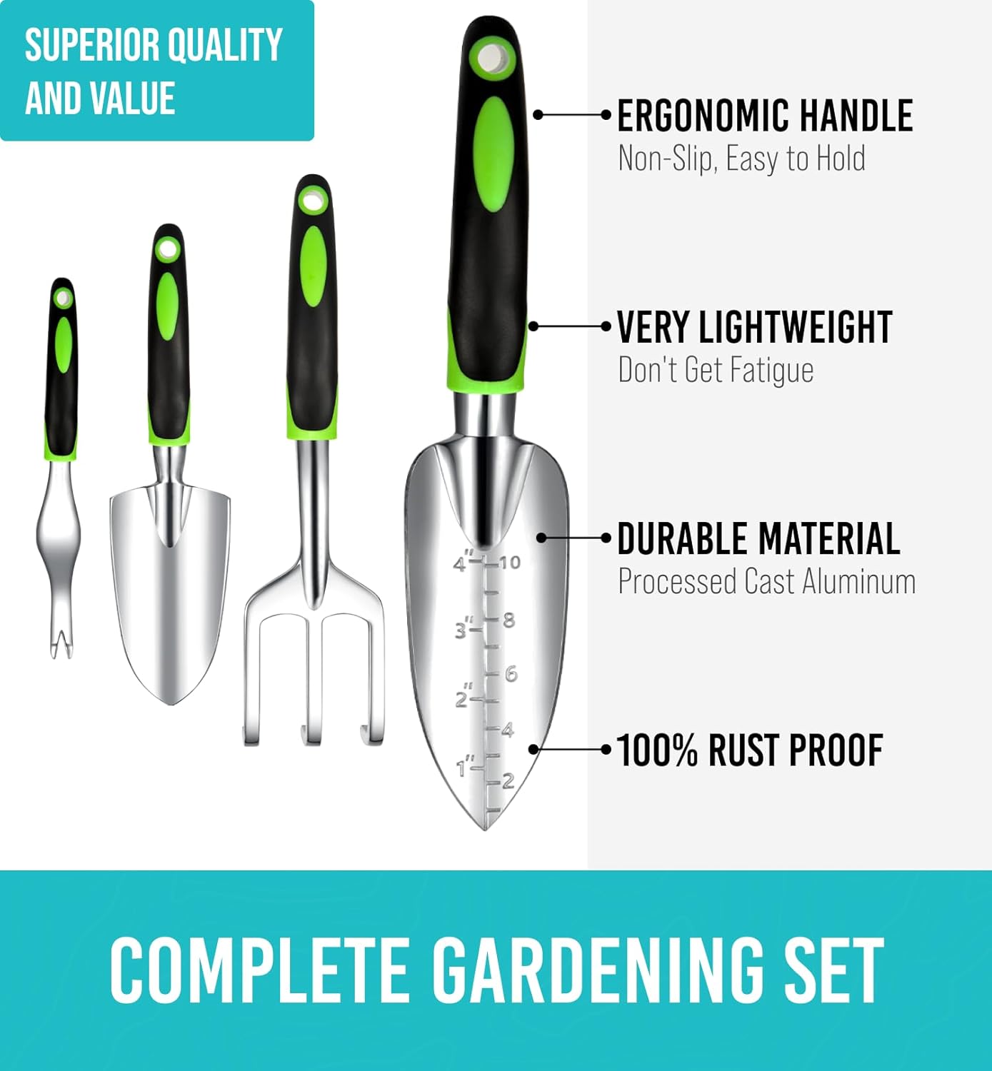 Heavy Duty Garden Tools 22 Pieces Floral Set - Rust Proof, Non-Slip, Durable Gardening Supplies - Ergonomic Hand Tools - Ideal Gardening Gifts for Women