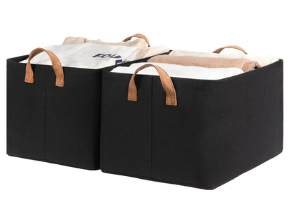 StorageWorks Storage Bins, Shelves Baskets for Organizing, 45L Extra Large Fabric Closet Organizers with Handles, Metal Frame, Brown and White, 2-Pack