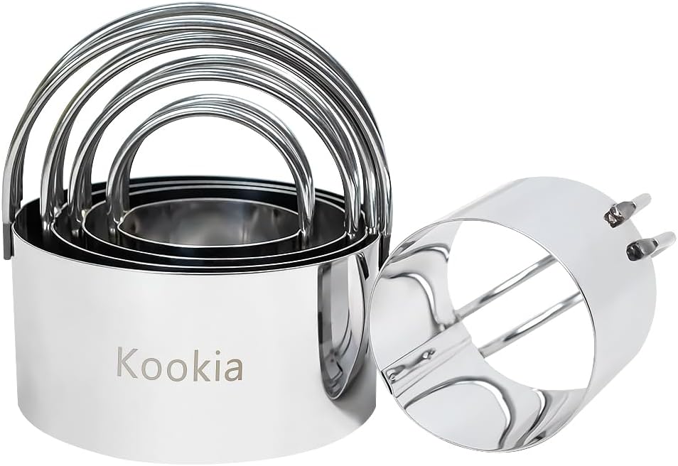 Stainless Steel Biscuit Cutters Set for Baking (5 Pieces/Set), Round Cookies Cutter with Handle, Baking Dough Tools for Home and Professional Use