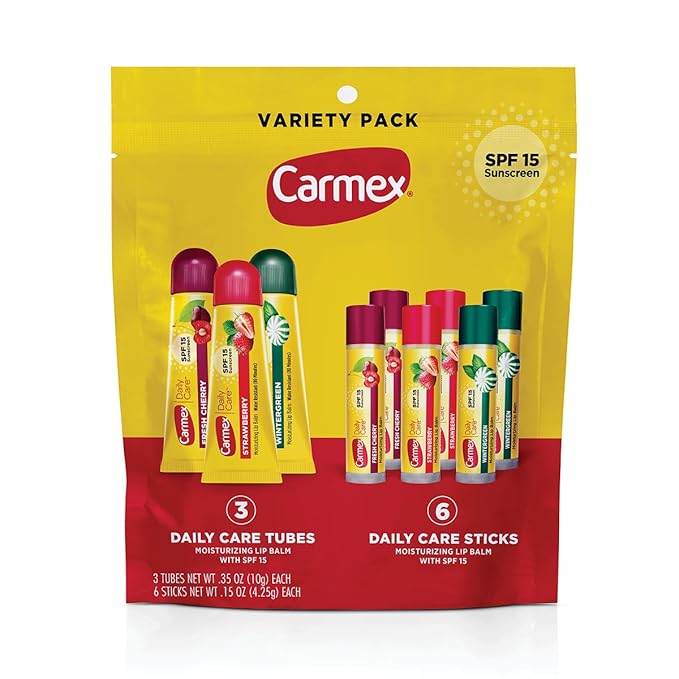 Carmex Daily Care Moisturizing Lip Balm SPF 15 – Variety Pack (9 Count)