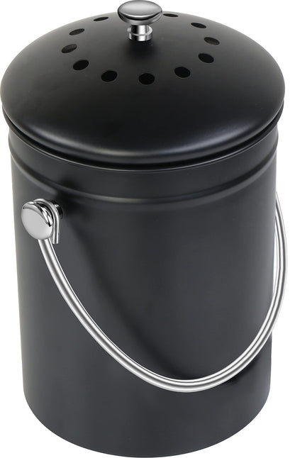Utopia Kitchen Compost Bin for Kitchen Countertop, 1.3 Gallon Compost Bucket for Kitchen with Lid, Includes 1 Spare Charcoal Filter, Home Essentials - (Silver)