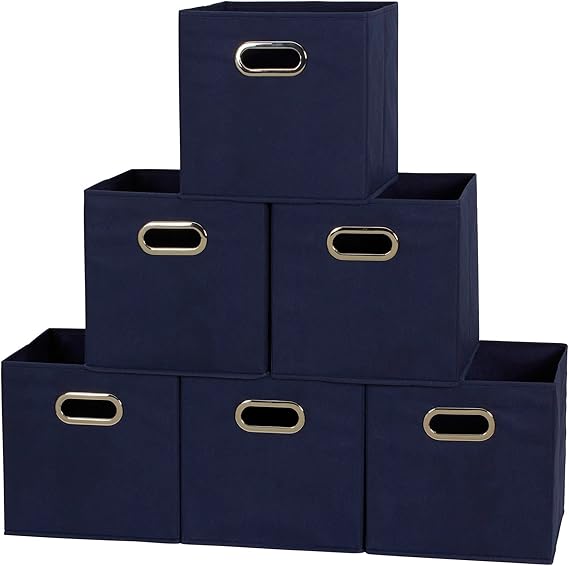 Household Essentials 81-1 Foldable Fabric Storage Bins | Set of 6 Cubby Cubes with Handles