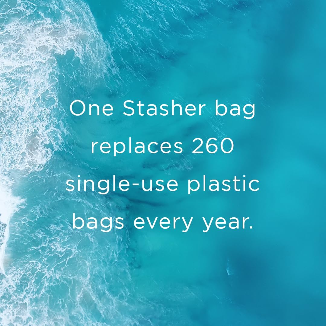 Stasher Premium Silicone Reusable Food Storage Stand-Up Mini Bag, Aqua, Microwave, Sous Vide, Dishwasher, Oven and Freezer Safe, BPA Free, Leak-free, Eco-friendly, 28 Oz
