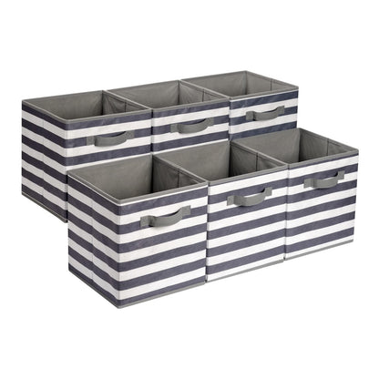 Amazon Basics Cube Organizer Storage Bins Handles, Collapsible Fabric, Pack of 6, 13"x13"x13", Gray
