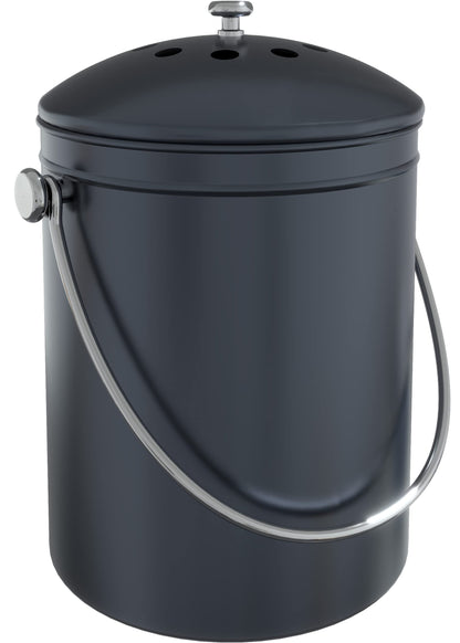 Utopia Kitchen Compost Bin for Kitchen Countertop, 1.3 Gallon Compost Bucket for Kitchen with Lid, Includes 1 Spare Charcoal Filter, Home Essentials - (Silver)