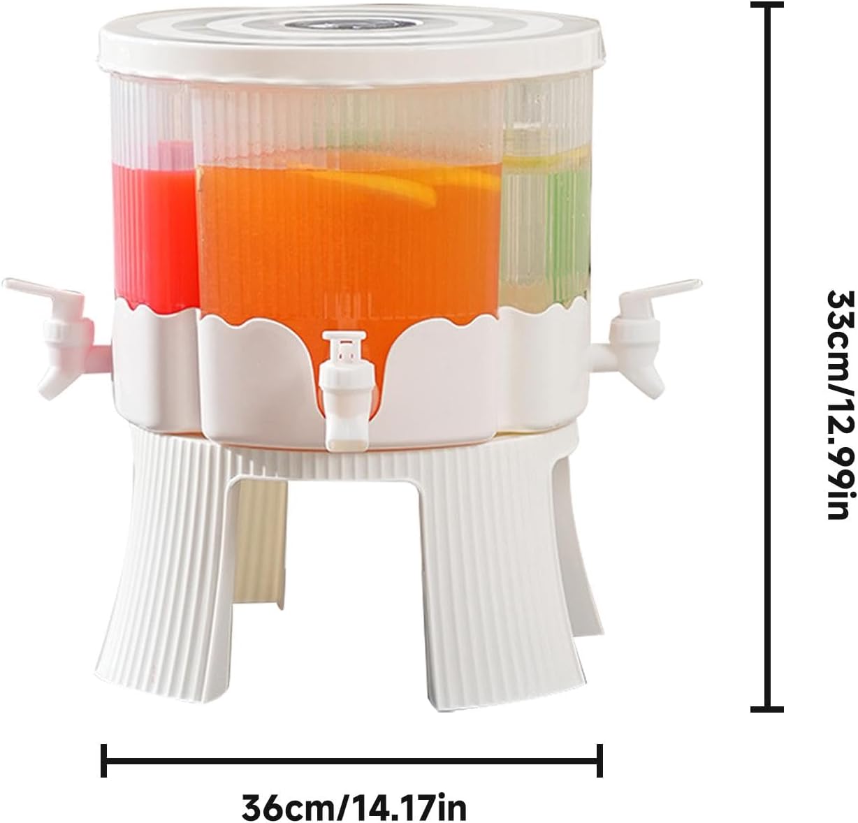 4 Grids Beverage Dispenser with Stand, 360° Rotatable Drink Dispenser for Parties, 1.5 Gallon Juice Container with Lid for Fridge, P-lastic Water Dispenser with Spigot for Juice, Lemonade, Iced Tea