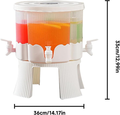 4 Grids Beverage Dispenser with Stand, 360° Rotatable Drink Dispenser for Parties, 1.5 Gallon Juice Container with Lid for Fridge, P-lastic Water Dispenser with Spigot for Juice, Lemonade, Iced Tea