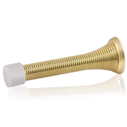 HOMOTEK 12 Pack Black Spring Door Stops,3-1/8" Heavy Duty - Flexible Door Stopper with Low Mounted Black Rubber Bumper Tips