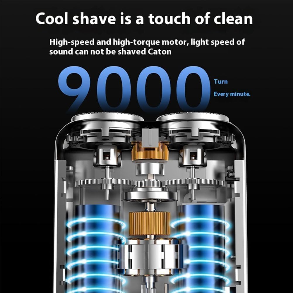 Skywortl Mini Shaver, Beard Shaver, Beard Shaver Mini and Portable Suitcase Design, Mini Portable Electric Shaver for Men Waterproof, Shaver Mini and Portable Double-Ring Magnetic Cutter (Black)