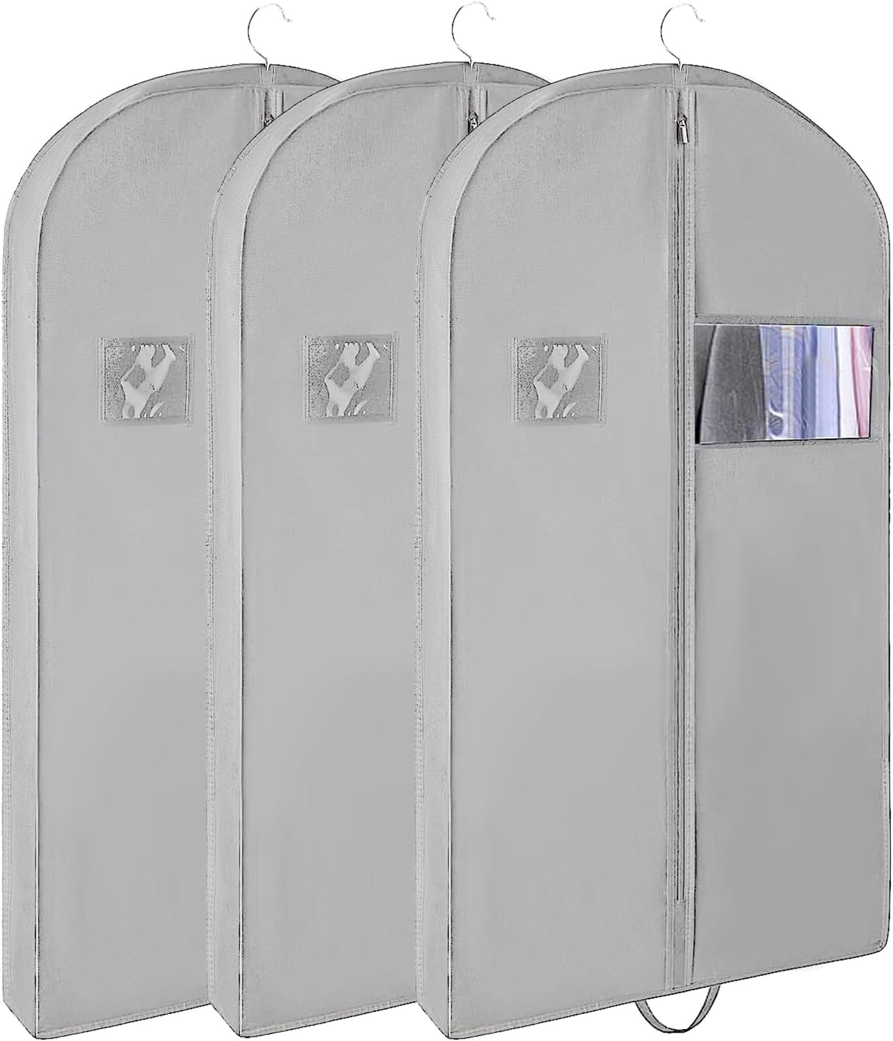 3 PCS 43"Garment Bags For Travel,Heavy Duty Garment Bag For Clothes Closet Storage,Gusseted Suit Bags For Men Travel,Hanging Travel Garment Bags For Clothes,Dress,Coats,Jackets,Shirts.Black Travel Bag