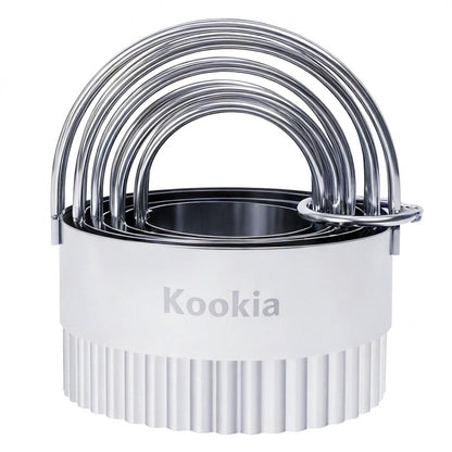 Stainless Steel Biscuit Cutters Set for Baking (5 Pieces/Set), Round Cookies Cutter with Handle, Baking Dough Tools for Home and Professional Use