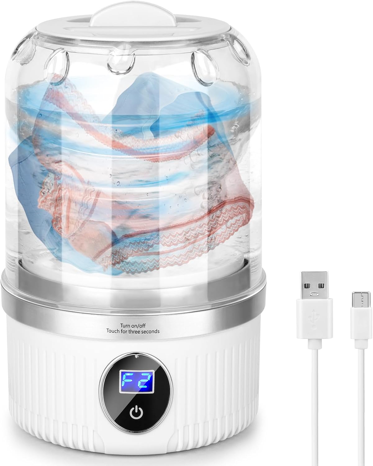 Underwear Washing Machine | Mini Portable Washing Machine with Rechargeable 3000mAh | Compact Deep Cleans Underwear, Baby Clothes | Ultra-Lightweight for Apartment, Dorm, RV, Travel & Hotel Use