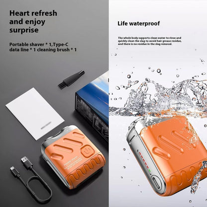Skywortl Mini Shaver, Beard Shaver, Beard Shaver Mini and Portable Suitcase Design, Mini Portable Electric Shaver for Men Waterproof, Shaver Mini and Portable Double-Ring Magnetic Cutter (Black)