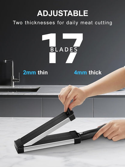ONCE FOR ALL Fresh Meat Slicer with Handle Kitchen Knife Set For Meat Slicing Shredding, Manual Jerky Cutter Food Slicer For Beef Pork Mutton For Home Cooking BBQ Hot Pot