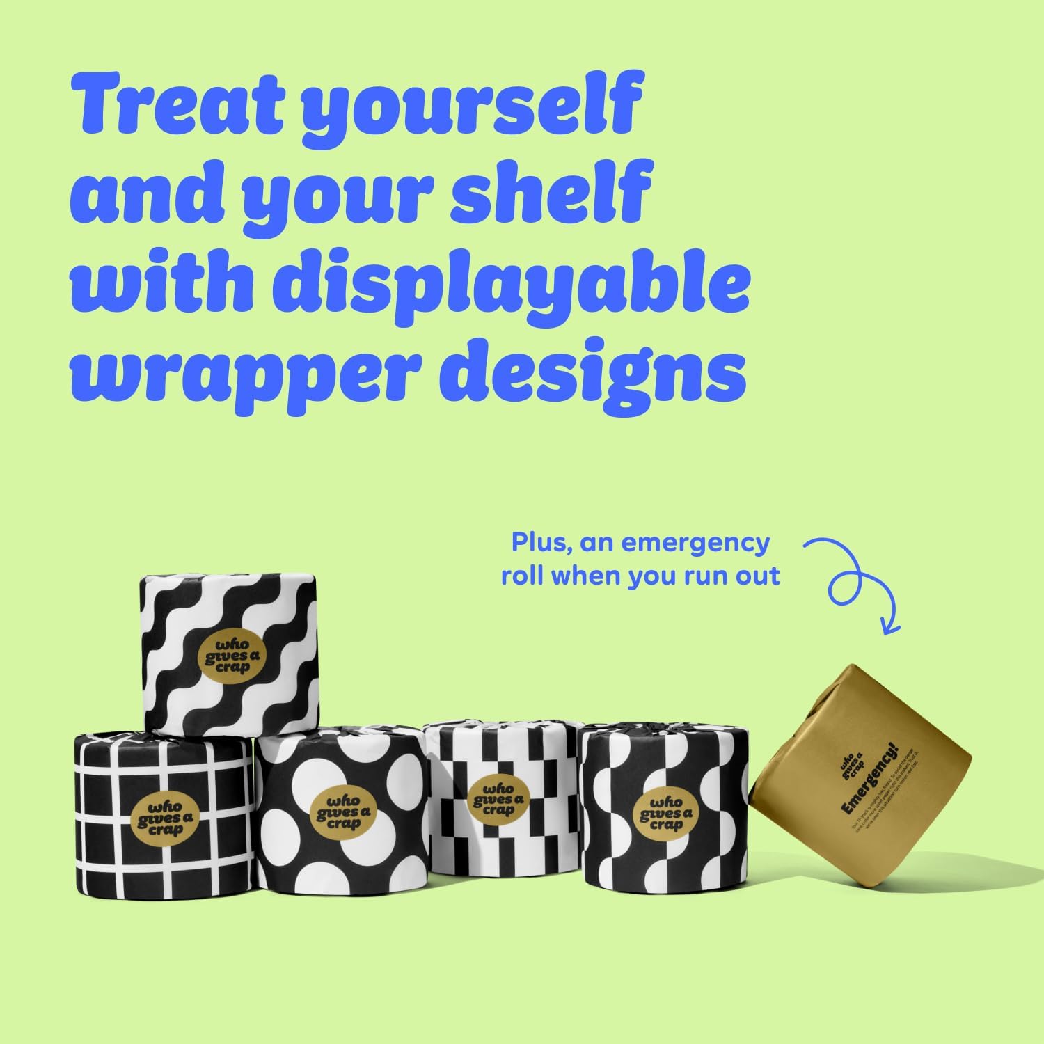 Who Gives A Crap 100% Bamboo Toilet Paper, 24 Rolls, 3 Ply, 330 Sheets, Long, Strong & Soft Toilet Tissue, Sustainable, Biodegradable, Renewable, Tree Free Bathroom Tissue Made with Bamboo Fibers