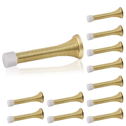 HOMOTEK 12 Pack Black Spring Door Stops,3-1/8" Heavy Duty - Flexible Door Stopper with Low Mounted Black Rubber Bumper Tips