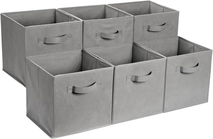 Amazon Basics Cube Organizer Storage Bins Handles, Collapsible Fabric, Pack of 6, 13"x13"x13", Gray