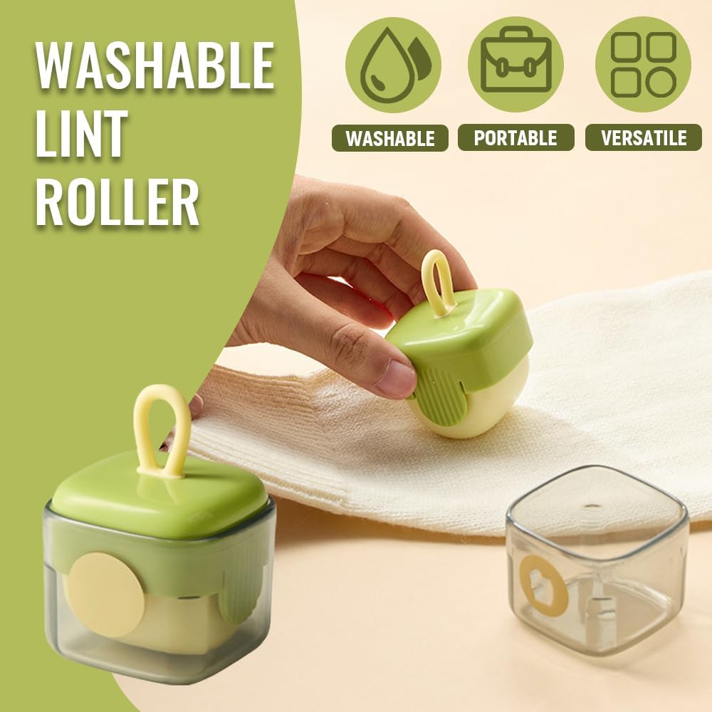 Washable Lint Roller, Mini Lint Roller Portable & Reusable Lint Remover for Clothes, Pet Hair Sticky Cleaner Travel Size (Beige)