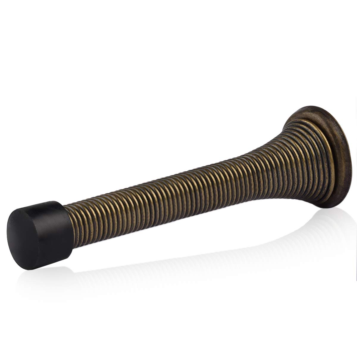 HOMOTEK 12 Pack Black Spring Door Stops,3-1/8" Heavy Duty - Flexible Door Stopper with Low Mounted Black Rubber Bumper Tips