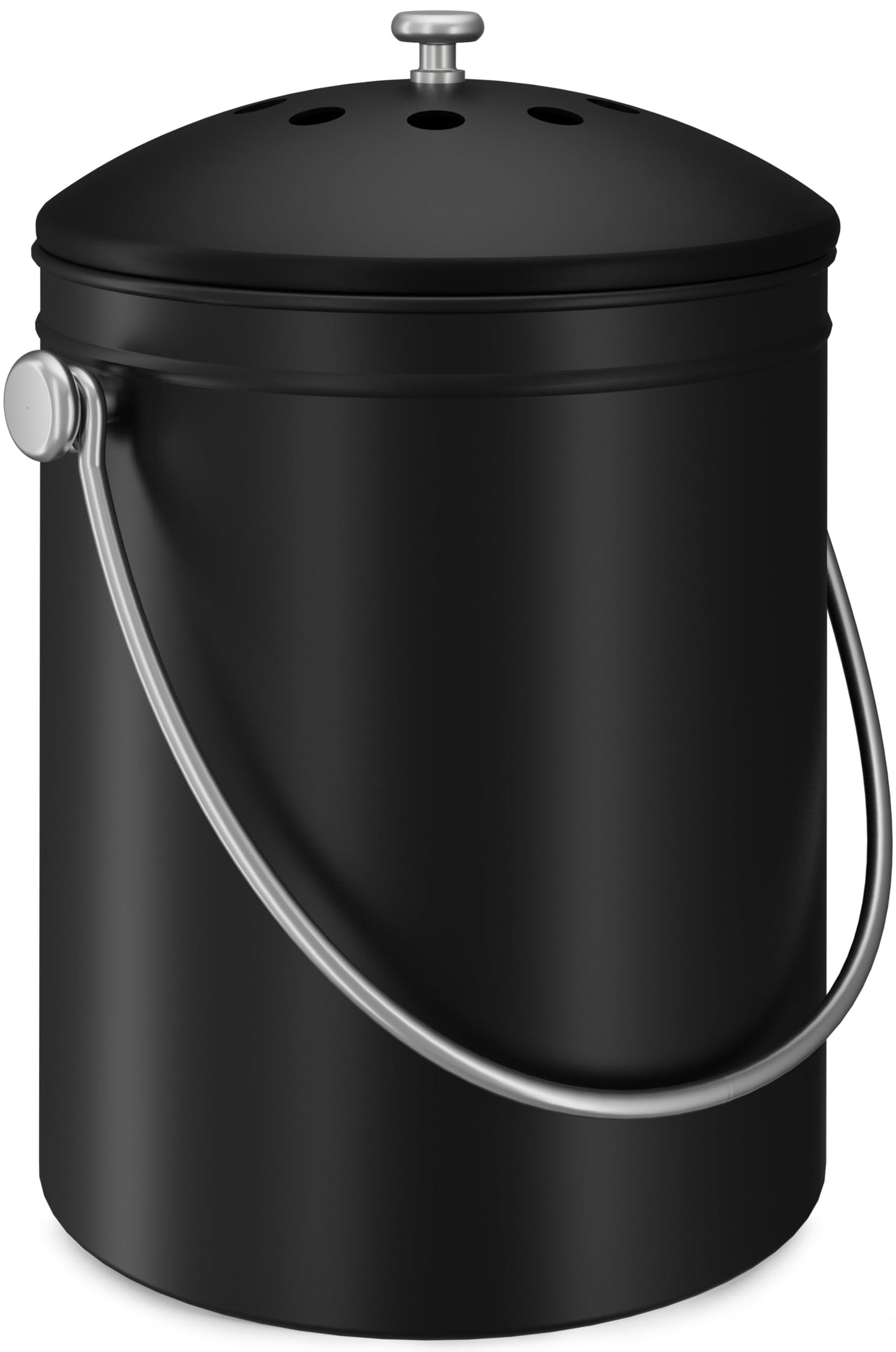 Utopia Kitchen Compost Bin for Kitchen Countertop, 1.3 Gallon Compost Bucket for Kitchen with Lid, Includes 1 Spare Charcoal Filter, Home Essentials - (Silver)