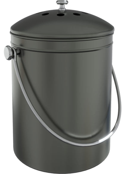 Utopia Kitchen Compost Bin for Kitchen Countertop, 1.3 Gallon Compost Bucket for Kitchen with Lid, Includes 1 Spare Charcoal Filter, Home Essentials - (Silver)