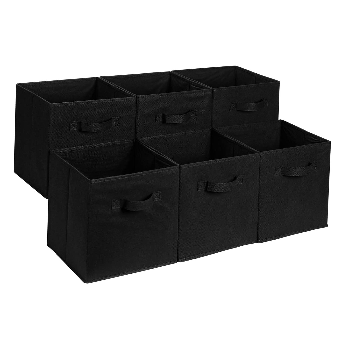 Amazon Basics Cube Organizer Storage Bins Handles, Collapsible Fabric, Pack of 6, 13"x13"x13", Gray