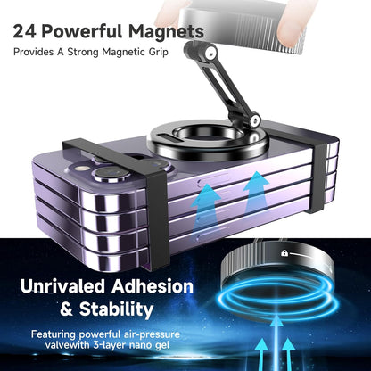 360°Adjustable Vacuum Magnetic Phone Holder for Your Car [96+LBS Suction & 2800gf Magnetic & Hands-Free Suction Cup] Car Mount for Car/Gym/Shower.Car Phone Holder for Magsafe iPhone16 ProMax 15 14 13