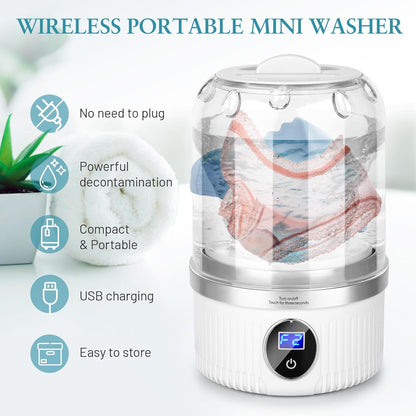 Underwear Washing Machine | Mini Portable Washing Machine with Rechargeable 3000mAh | Compact Deep Cleans Underwear, Baby Clothes | Ultra-Lightweight for Apartment, Dorm, RV, Travel & Hotel Use