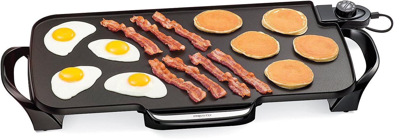 Presto 07061 22-inch Electric Griddle With Removable Handles, Black, 22-inch