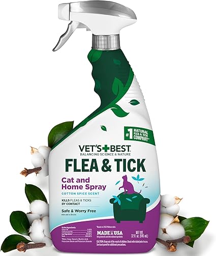 Vet’s Best Flea & Tick Home Spray for Cats – 32 oz