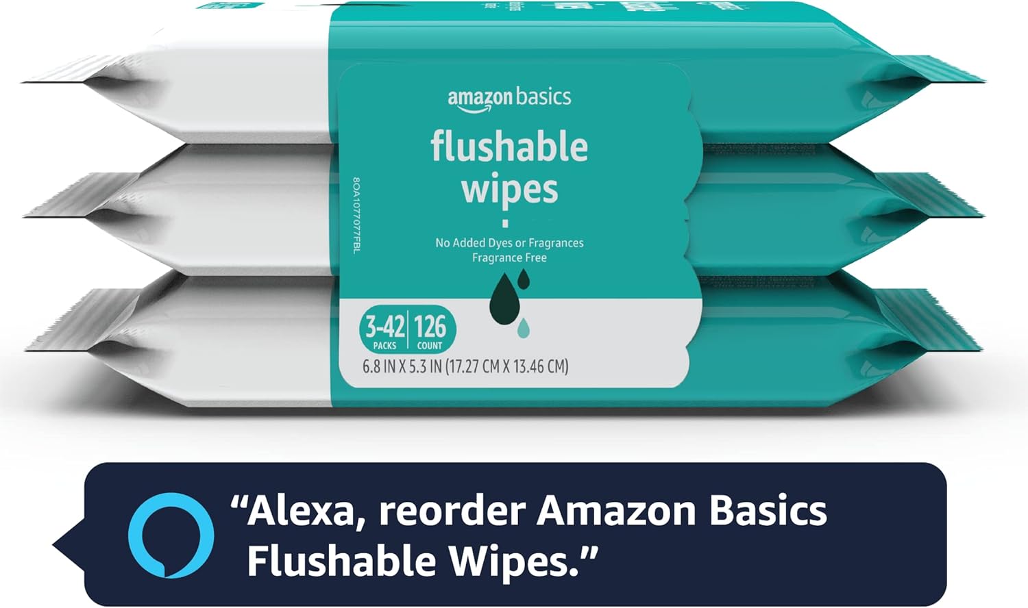 Amazon Basics Adult Wet Wipes Flushable Fragrance Free, 126 Count (3 Packs of 42) Packaging May Vary