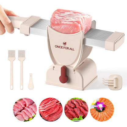 ONCE FOR ALL Fresh Meat Slicer with Handle Kitchen Knife Set For Meat Slicing Shredding, Manual Jerky Cutter Food Slicer For Beef Pork Mutton For Home Cooking BBQ Hot Pot