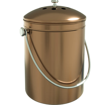 Utopia Kitchen Compost Bin for Kitchen Countertop, 1.3 Gallon Compost Bucket for Kitchen with Lid, Includes 1 Spare Charcoal Filter, Home Essentials - (Silver)